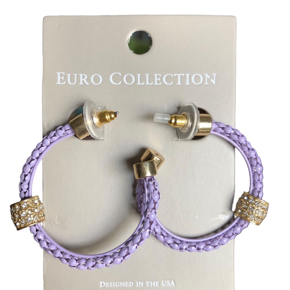 Euro Collection Violet Purple Hoops With Gold Hardware